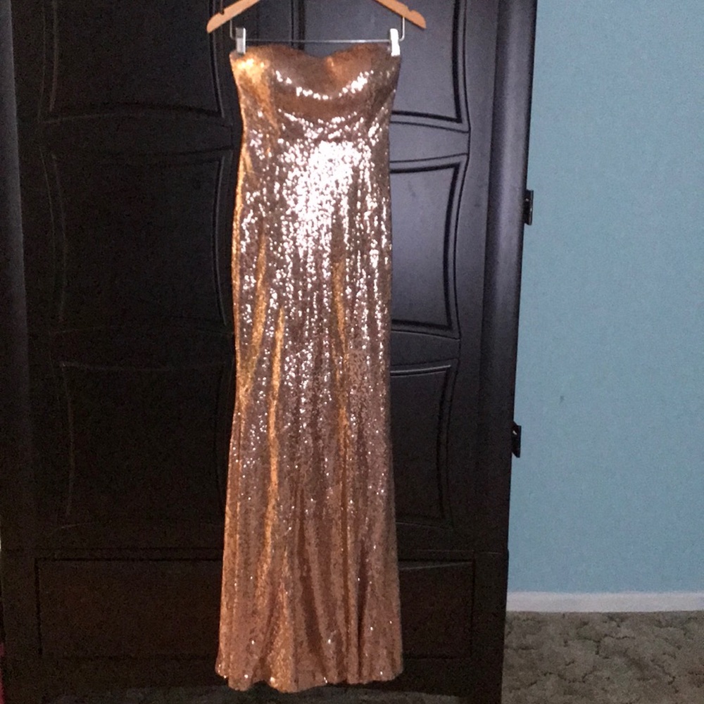 Lulus rose gold sequined mermaid ball gown prom